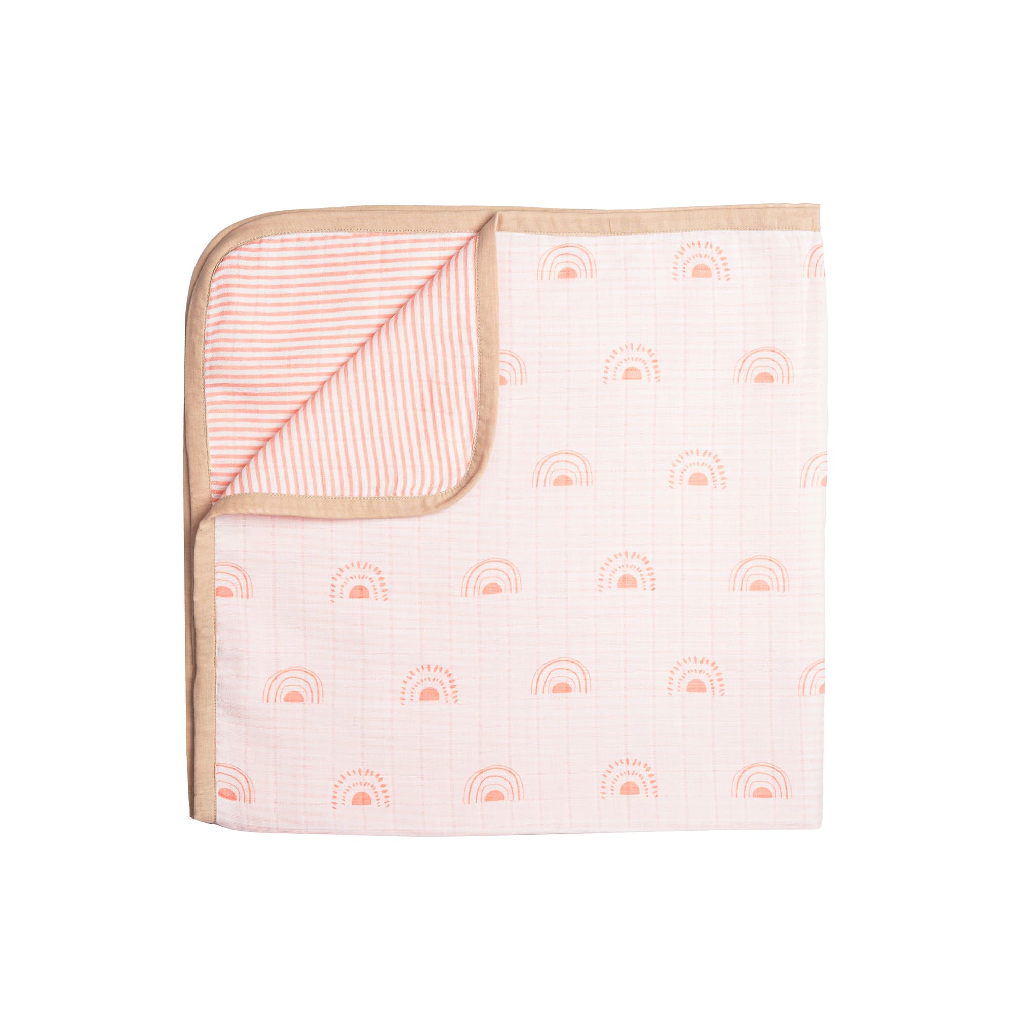 Girl Organic Muslin Cotton Mini Cot Bedding Set, 0-2 years Over the Rainbow-Pink
