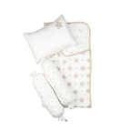 Unisex Organic Muslin Mini Cot Bedding Set, 0-2 years Sleepy Star (Metallic)-Grey