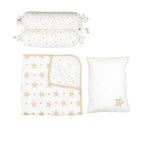 Unisex Organic Muslin Mini Cot Bedding Set, 0-2 years Sleepy Star (Metallic)-Grey