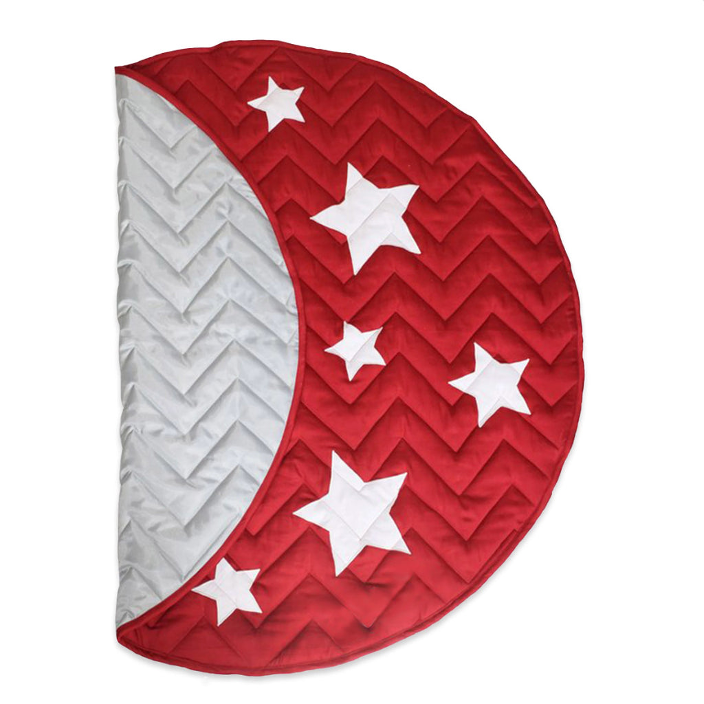 Unisex Cotton top layer, Quilted Playmat Star- Red