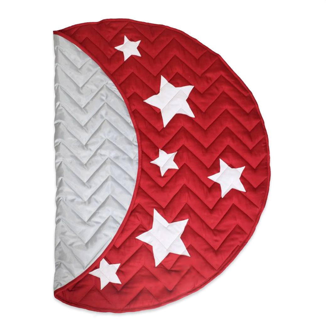 Unisex Cotton top layer, Quilted Playmat Star- Red