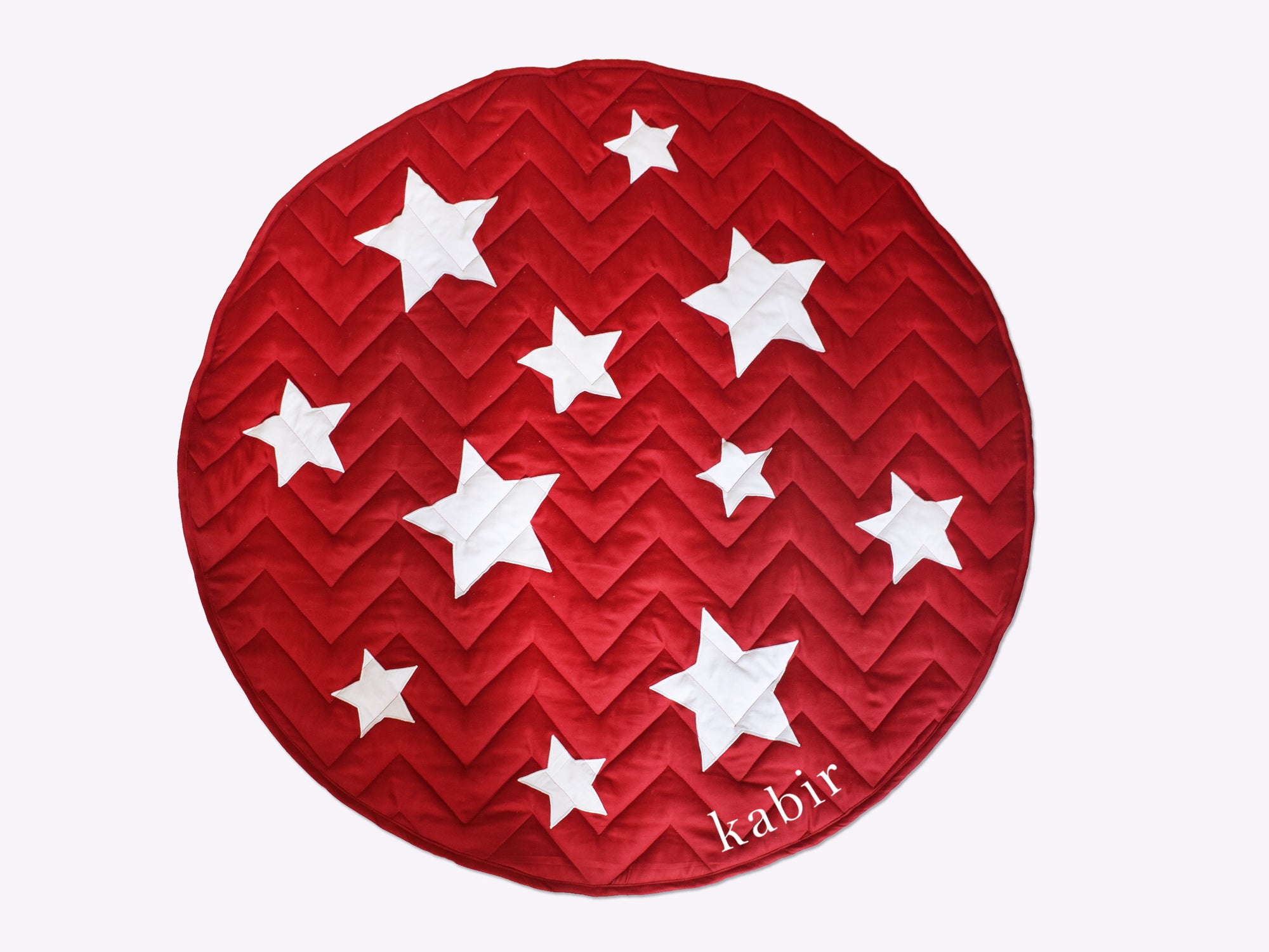 Unisex Cotton top layer, Quilted Playmat Star- Red