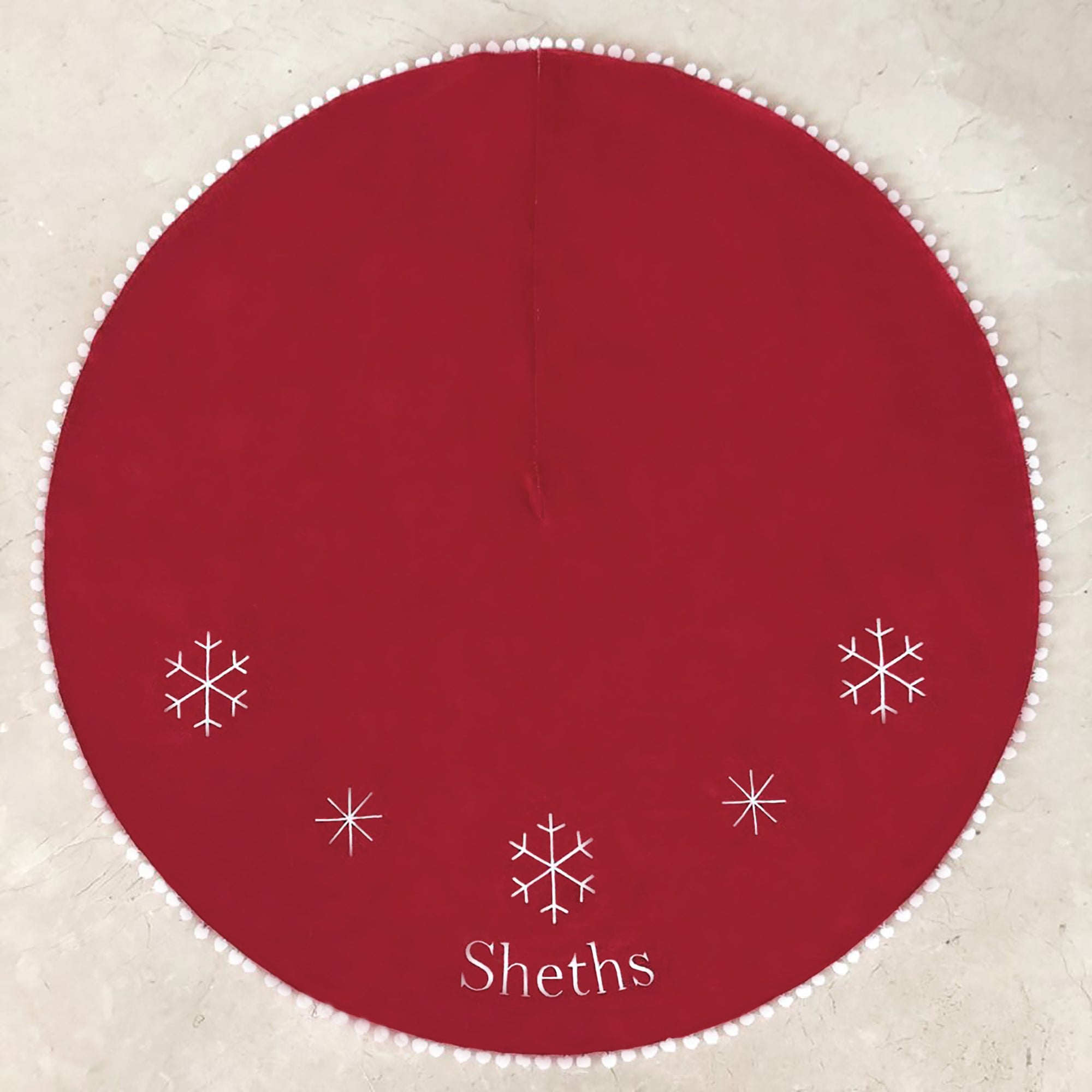 Unisex Cotton Christmas Tree Skirt - Red