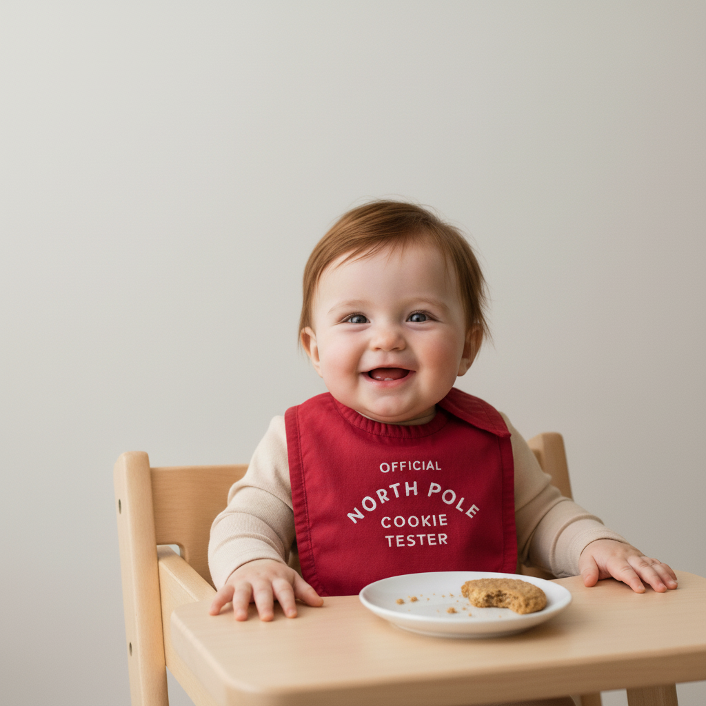 Unisex 100% Cotton handmade Festive Bibs - Cookie Tester- Red