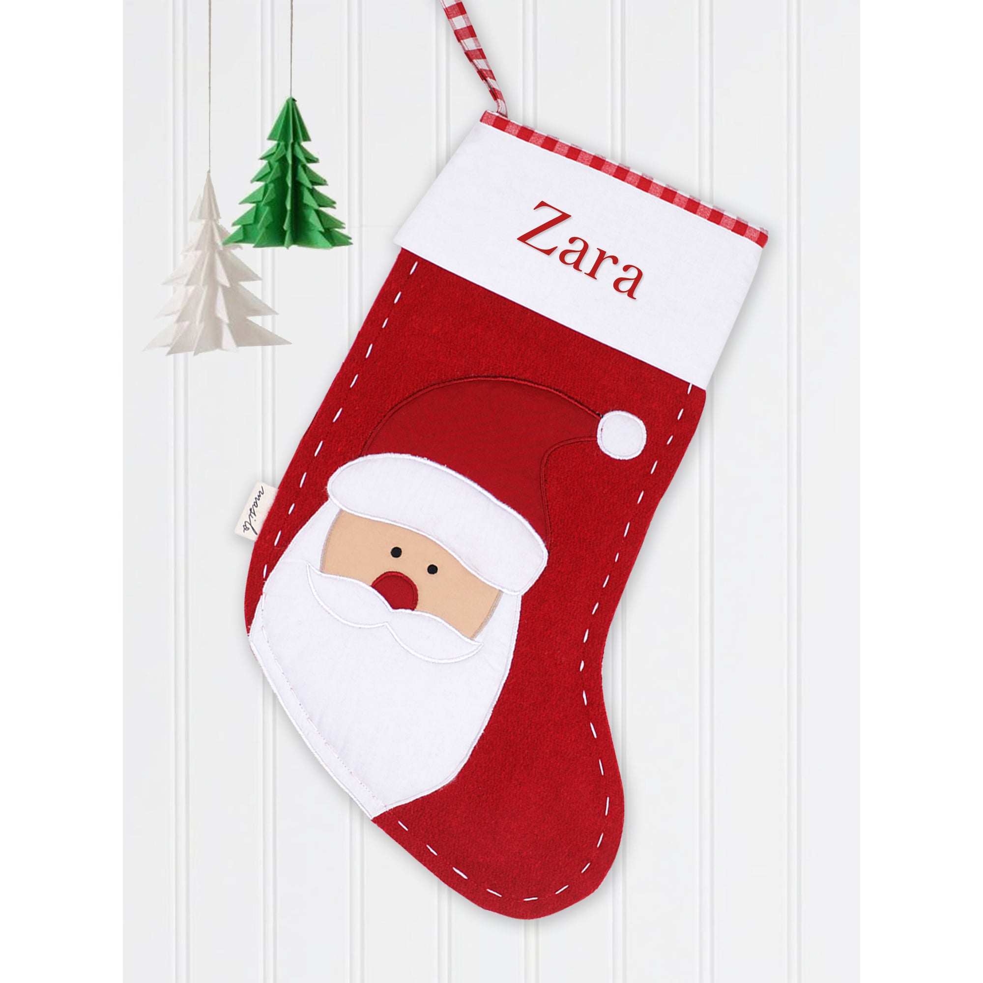 Unisex Cotton/wool mix adorable handmade Christmas Stocking – Santa-Red