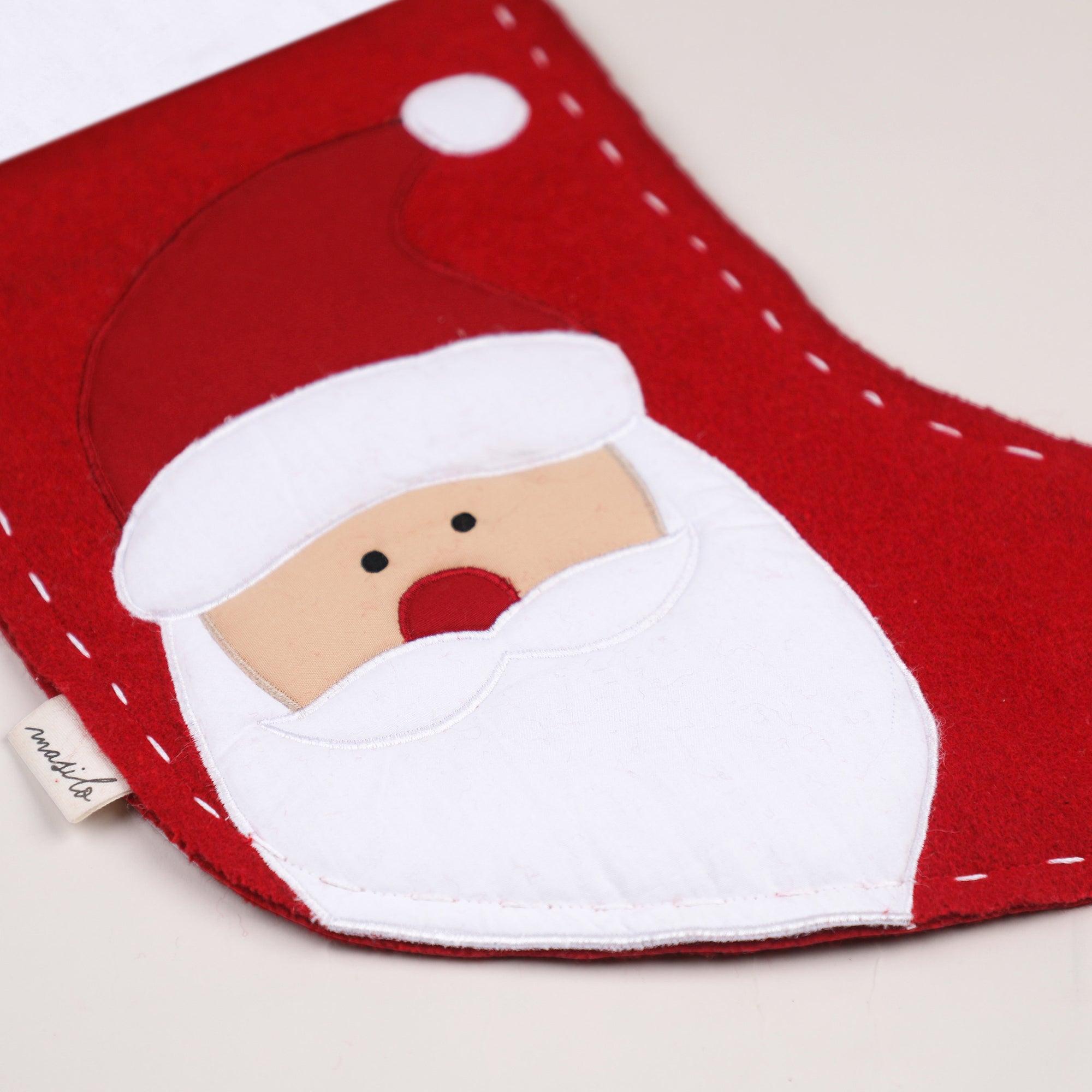 Unisex Cotton/wool mix adorable handmade Christmas Stocking – Santa-Red
