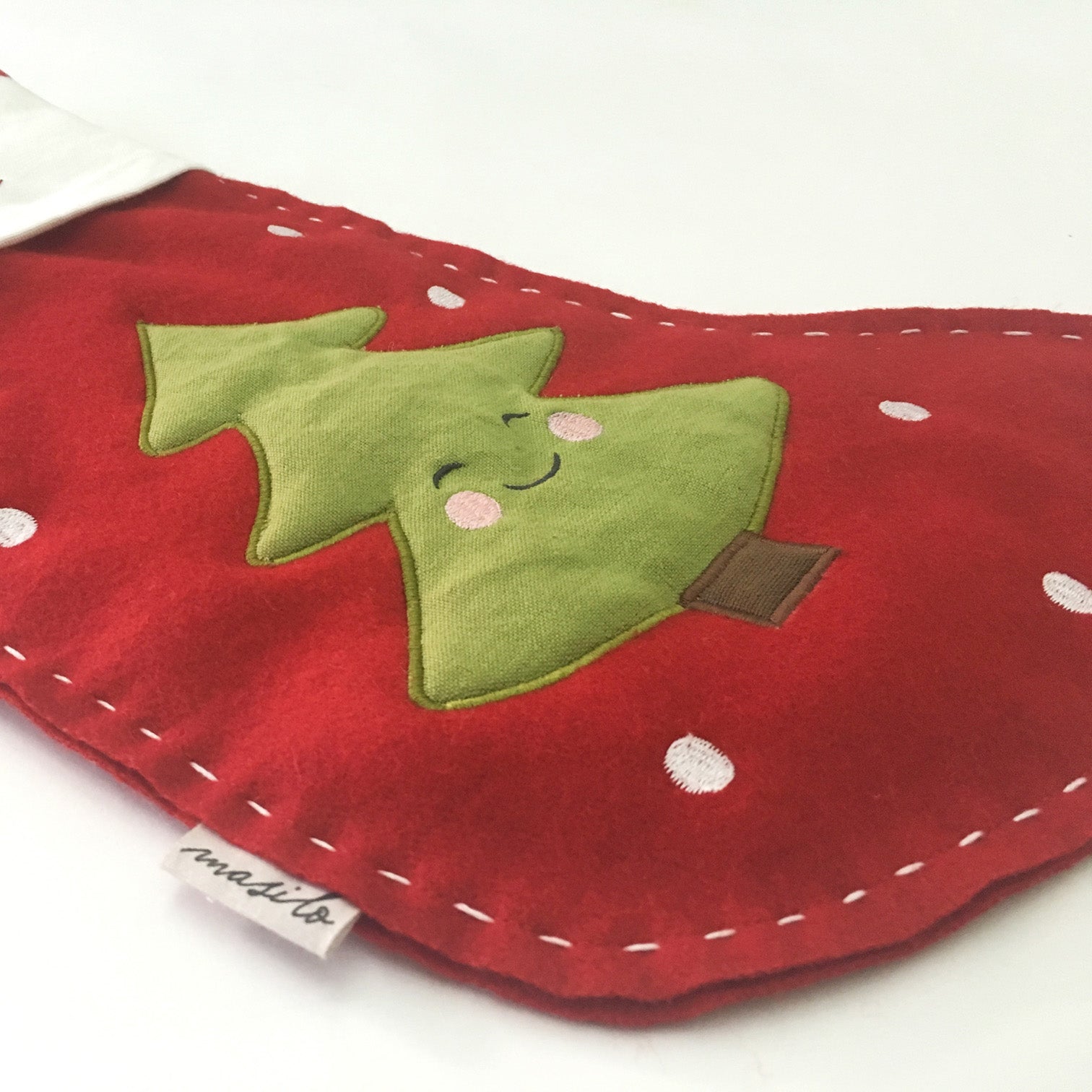 Unisex Cotton/wool mix adorable handmade Christmas Stocking – Cheeky Tree-Red