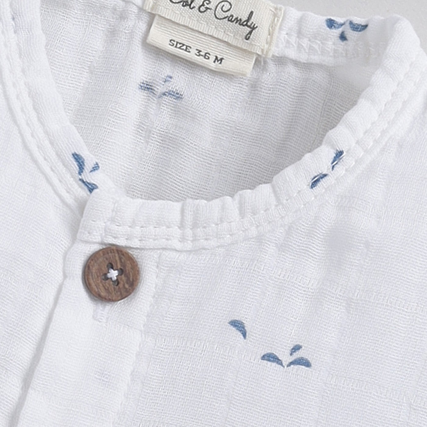 Half Sleeve Organic Muslin Blue Dot Print Jhabla Top-Blue Dot