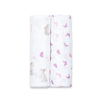 Girl Organic Bamboo Muslin Swaddles, 0-1 years-Best Buds-Purple