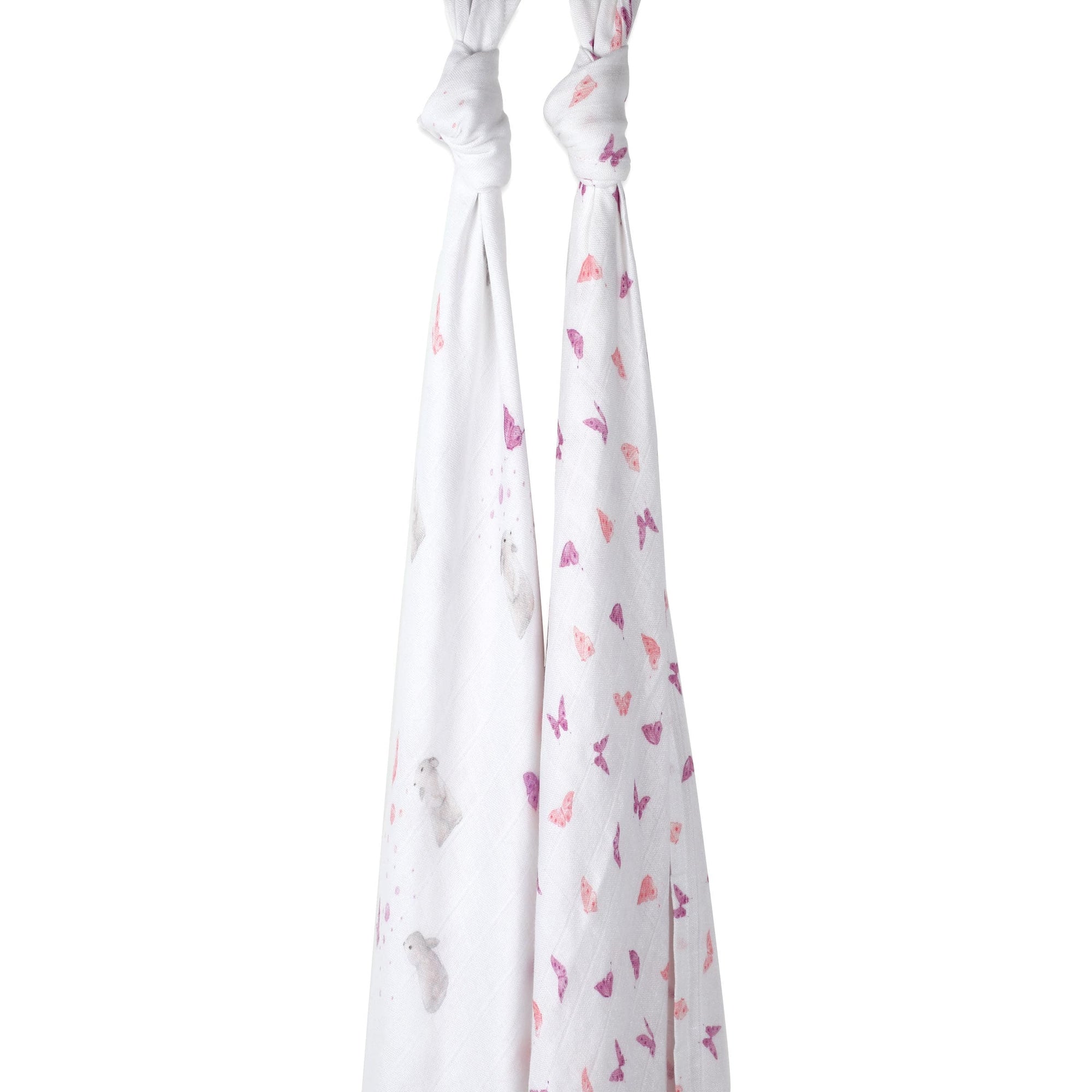 Girl Organic Bamboo Muslin Swaddles, 0-1 years-Best Buds-Purple