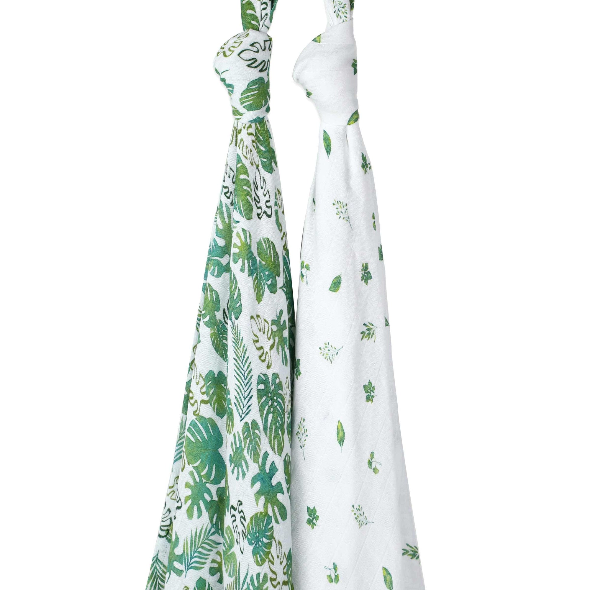 Unisex Organic Bamboo Muslin Swaddles, 0-1 year-Tropical Vibes Only-Green