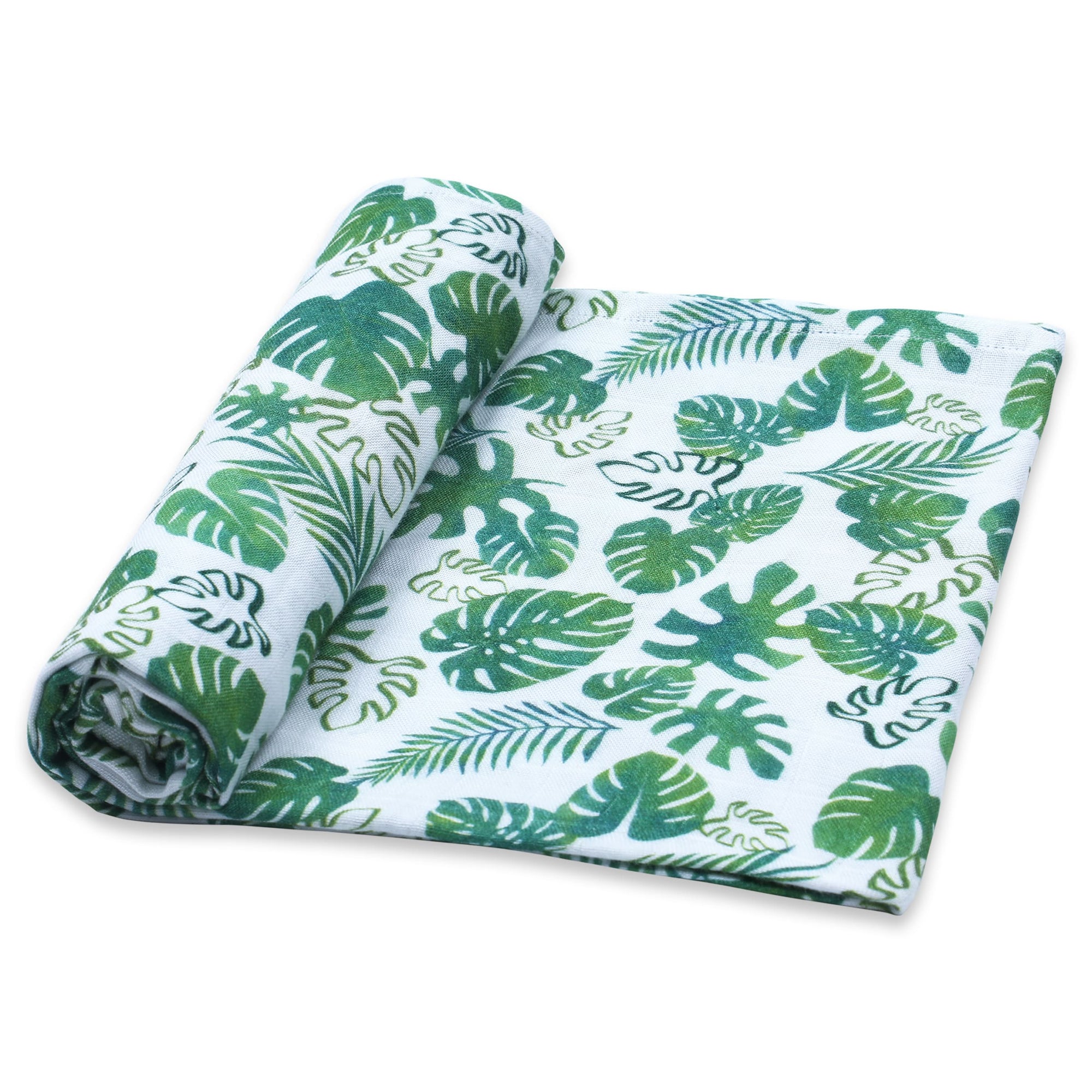 Unisex Organic Bamboo Muslin Swaddles, 0-1 year-Tropical Vibes Only-Green