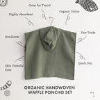 Organic Waffle Hooded Poncho Towel Set - Mint