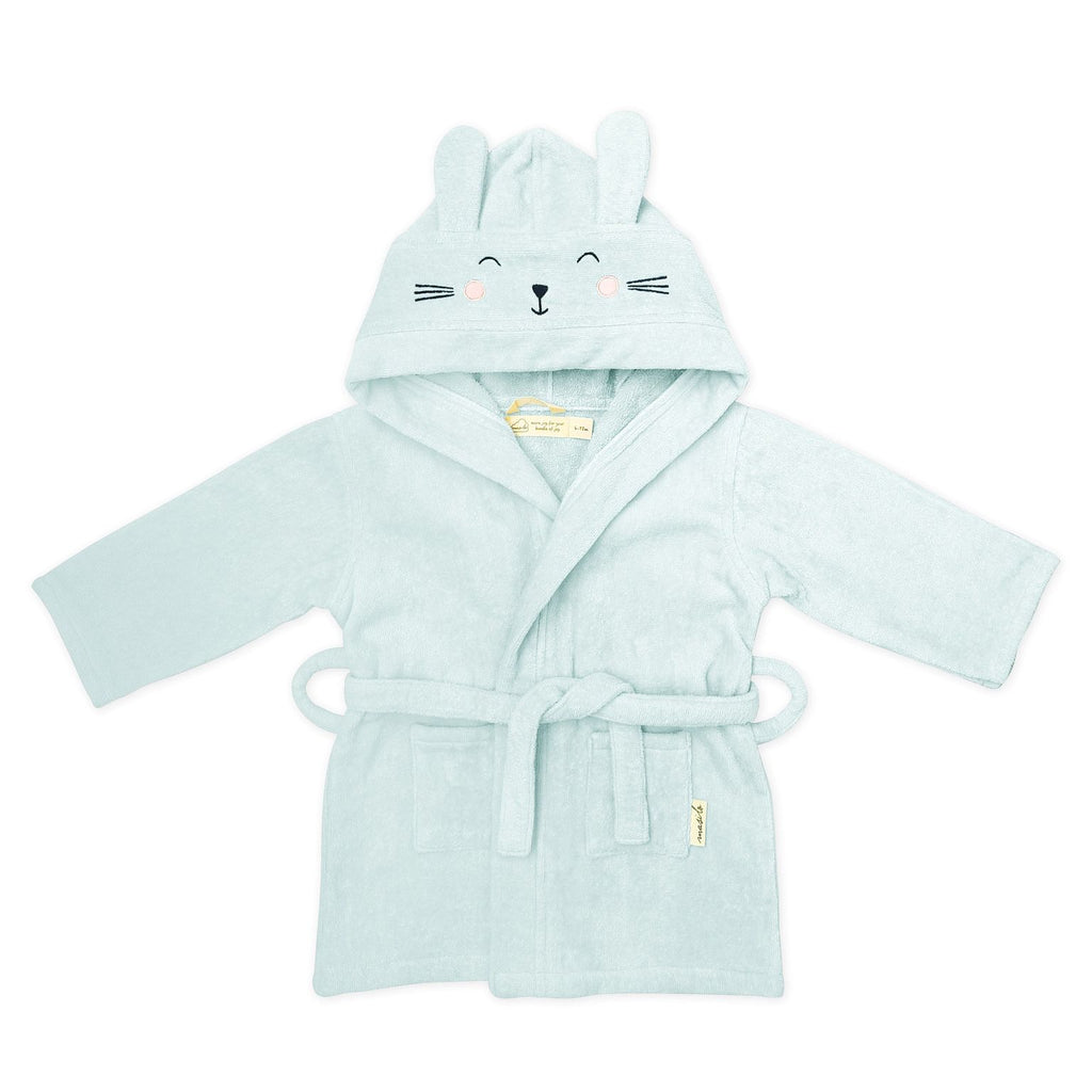 Unisex Organic Cotton Hooded Bathrobe, 0-1 year – Bunny-Mint