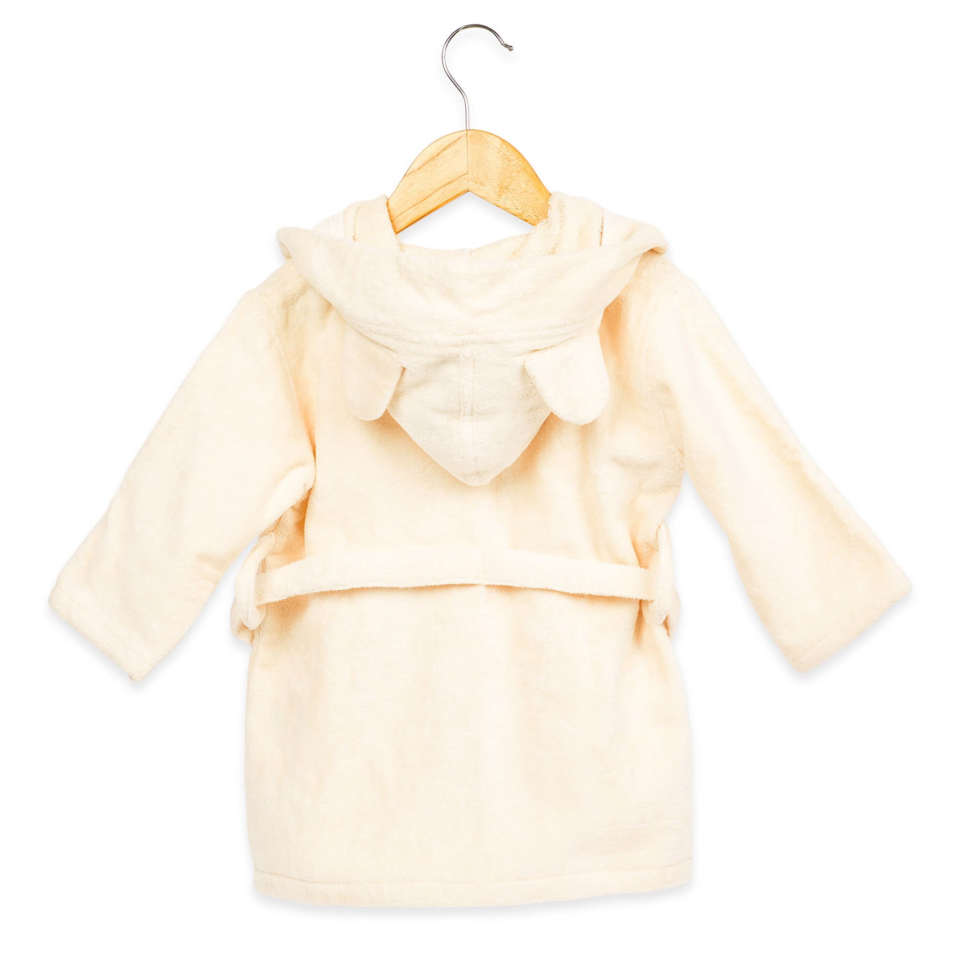 Boy Organic Cotton Hooded Bathrobe, 0-1 year - Cream