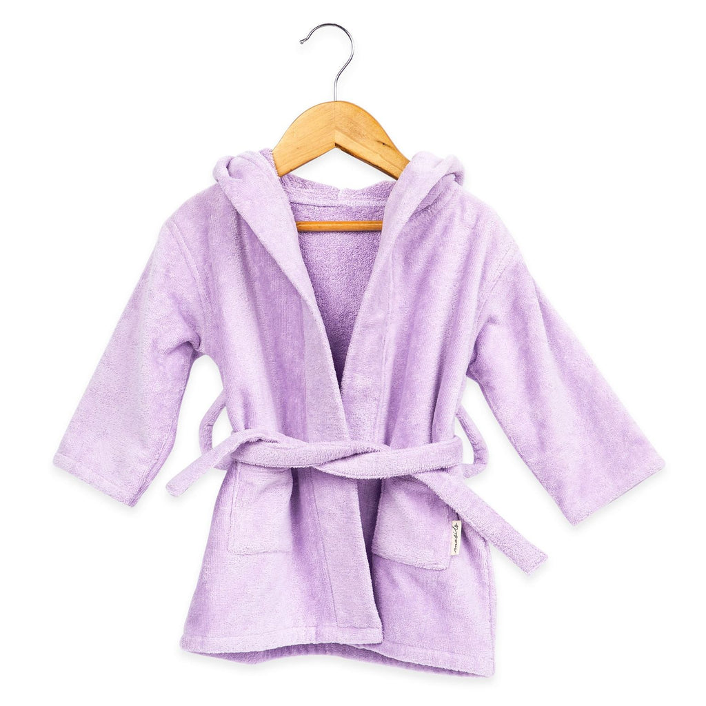 Girl Organic Cotton Hooded Bathrobe, 0-1 year - Lilac