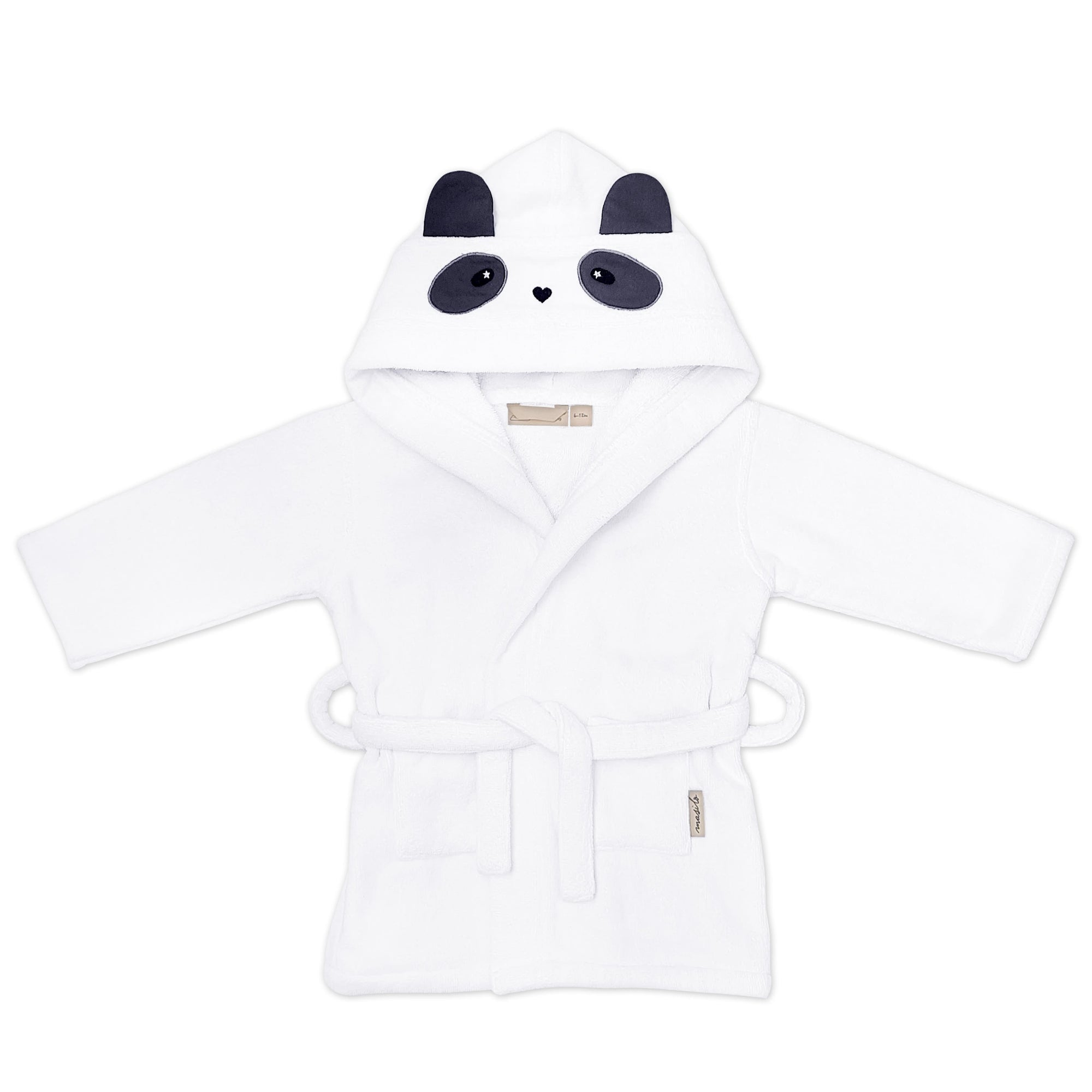 Unisex Organic Cotton Hooded Bathrobe, 0-1 year – Panda-White