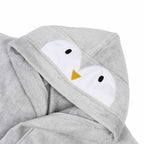 Unisex Organic Cotton Hooded Bathrobe, 0-1 year –Penguin-Grey