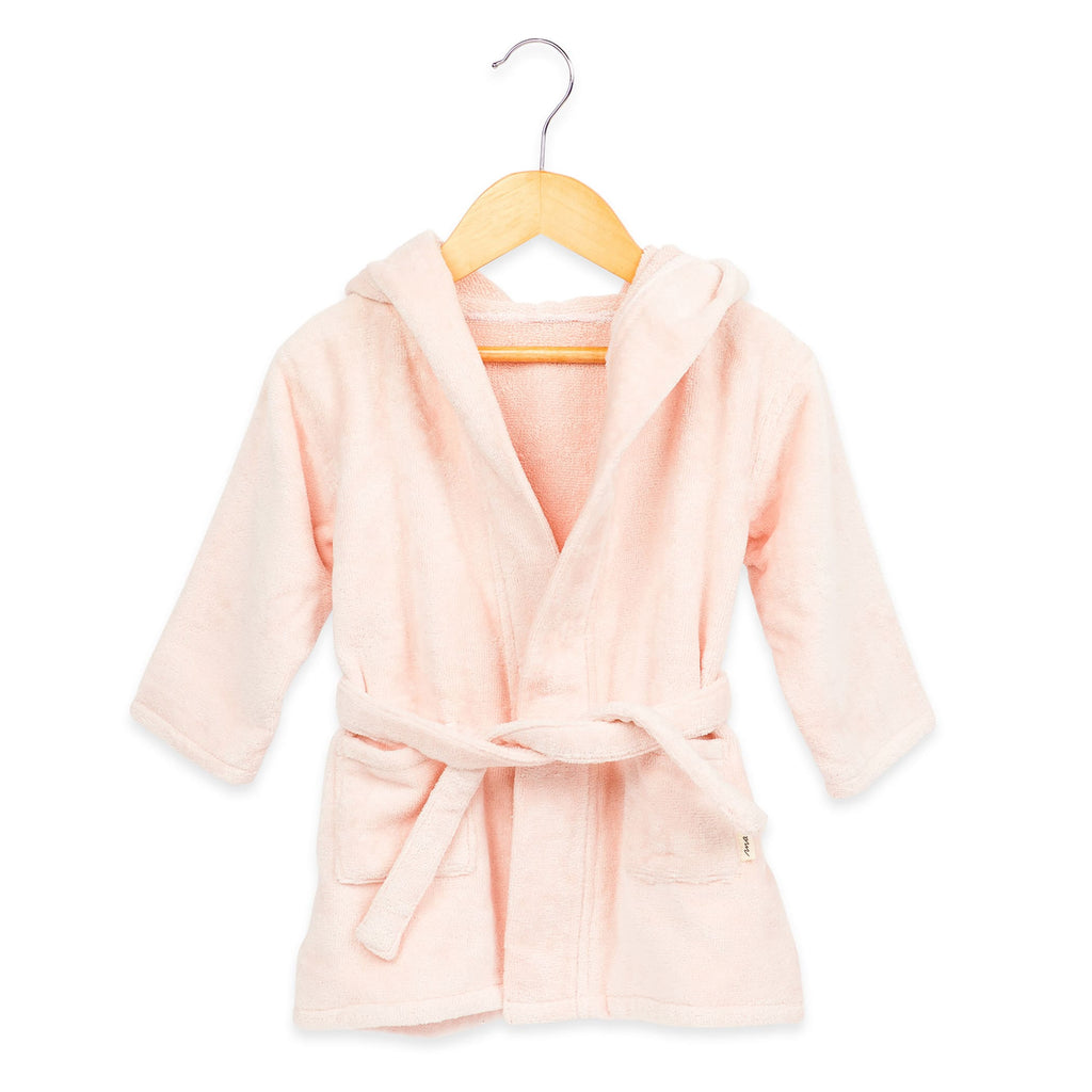 Girl Organic Cotton Hooded Bathrobe, 0-1 year-Pink