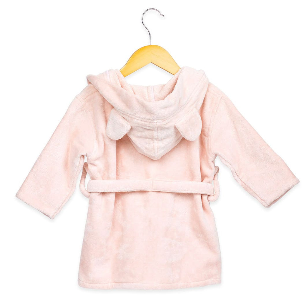 Girl Organic Cotton Hooded Bathrobe, 0-1 year-Pink