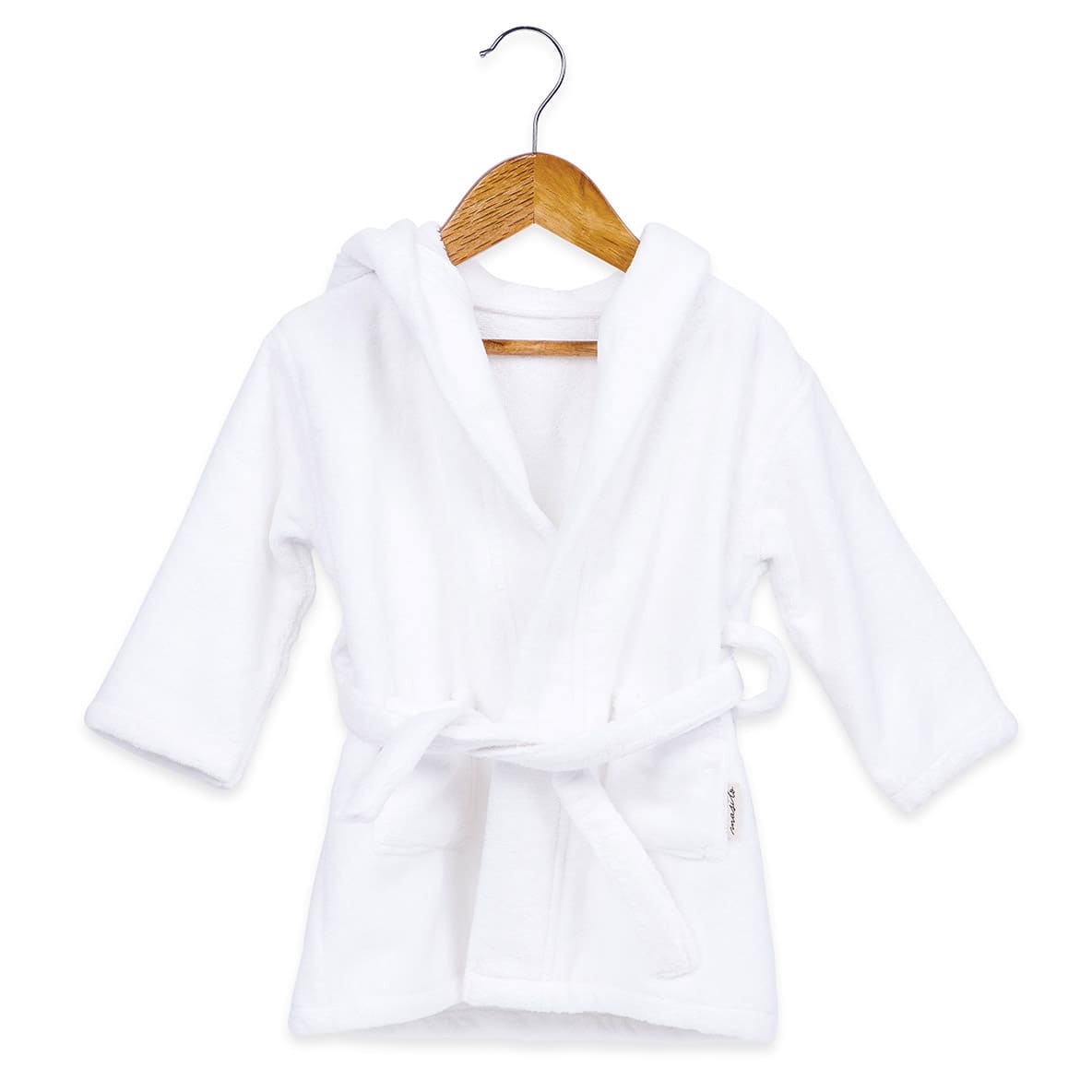 Unisex Organic Cotton Hooded Bathrobe, 0-1 year –White