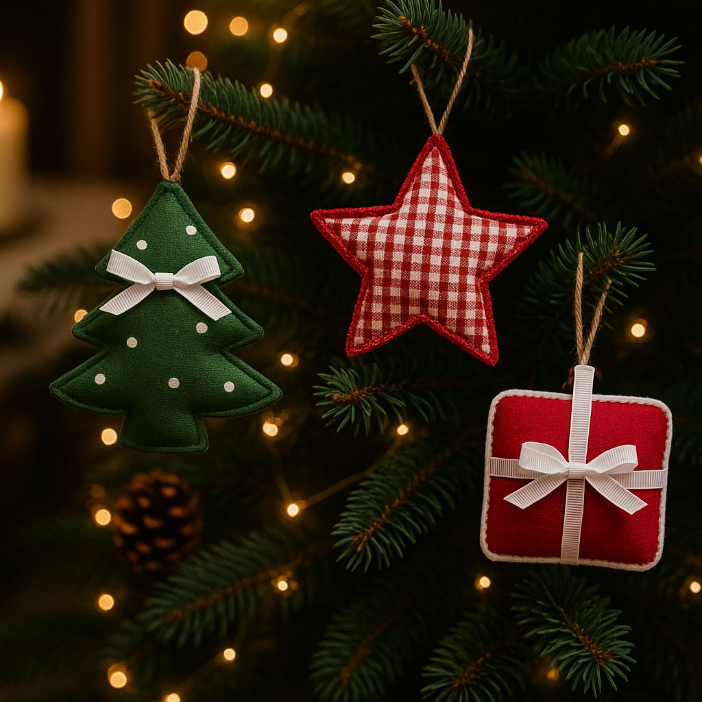 Unisex 100% cotton yarn, poly fill Christmas Ornaments Festive Trio - Multi (Set of 3)