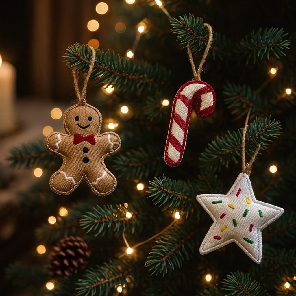 Unisex 100% cotton yarn, poly fill Christmas Ornaments Sweet Treats - Multi (Set of 3)