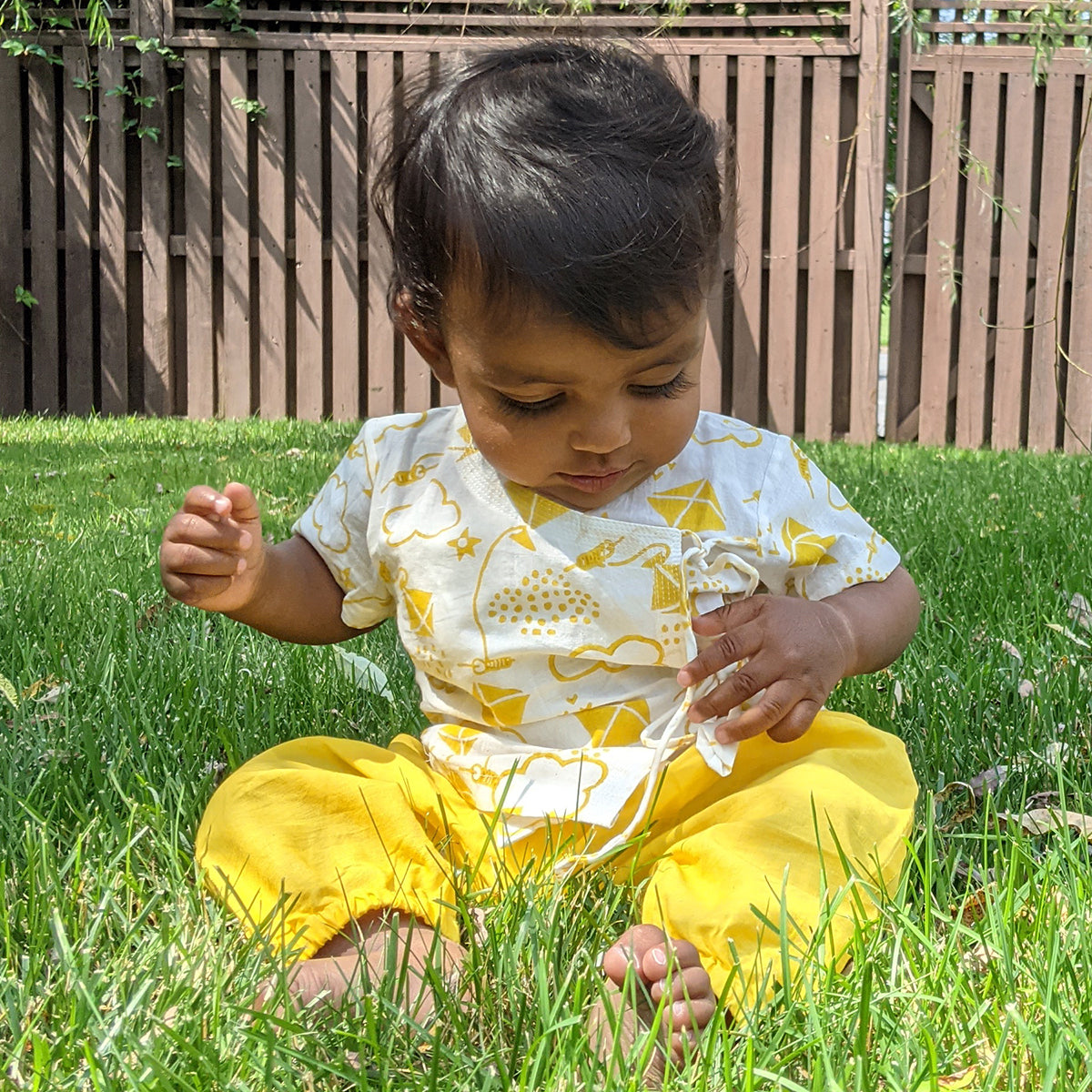 Unisex Organic Patang Angarakha With Yellow Pants