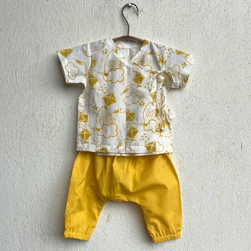 Unisex Organic Patang Angarakha With Yellow Pants