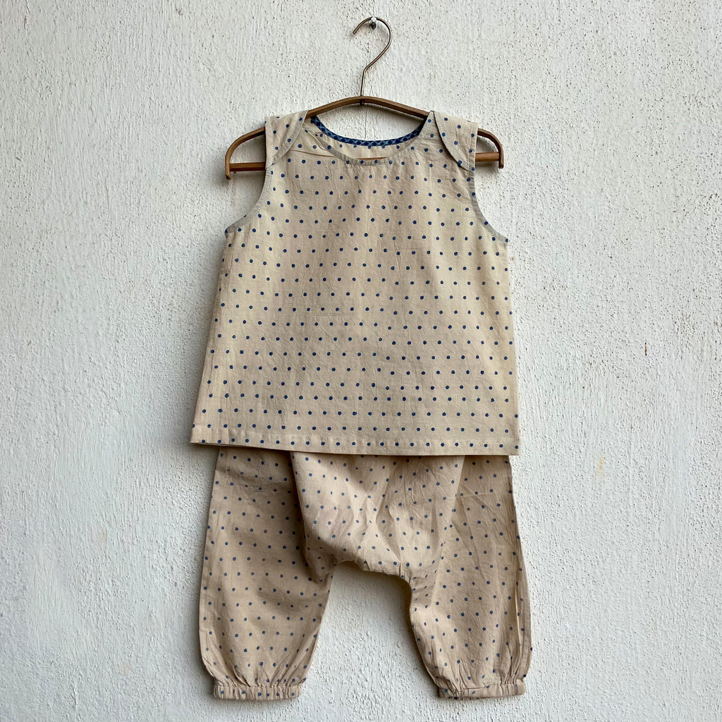 Unisex Organic Zoo Indigo Raidana Jhabla With Matching Pants