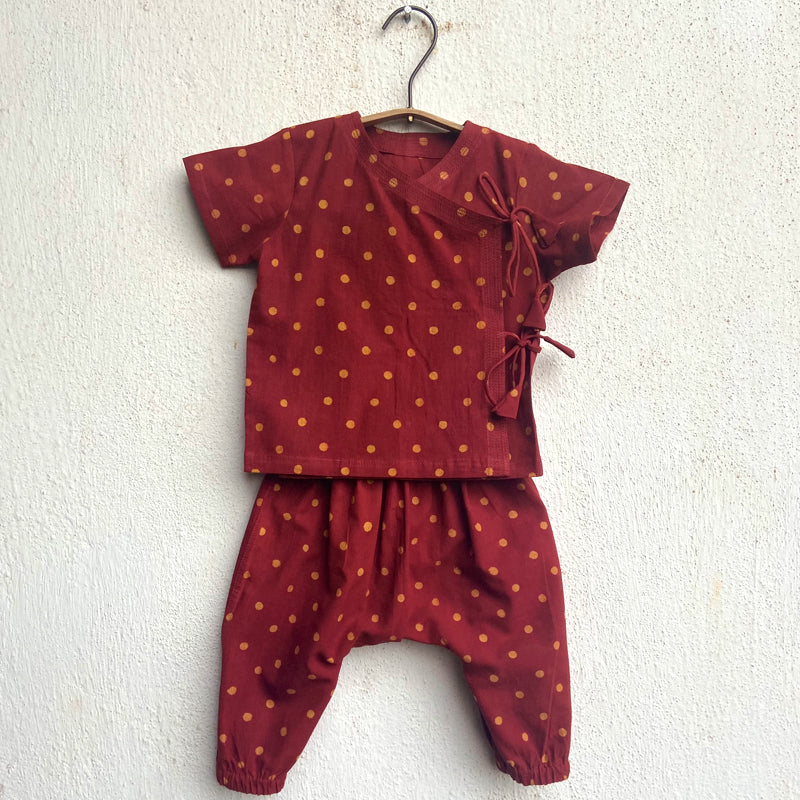 Unisex Organic Madder Raidana Angrakha Top + Matching Pants
