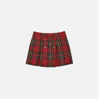 Red Tartan Box Pleat Skirt