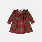Red Tartan Lace Trim Dress