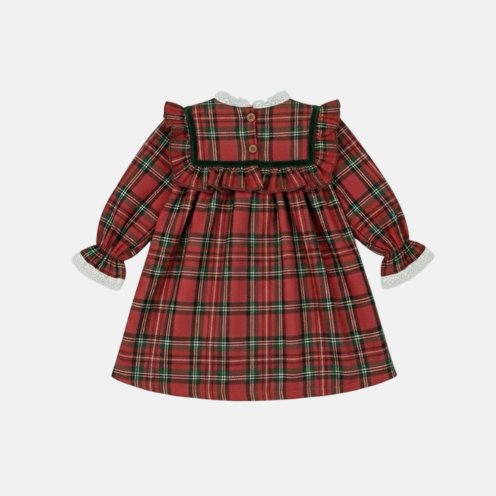 Red Tartan Lace Trim Dress