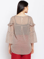 Women Beige Floral Printed Maternity Top