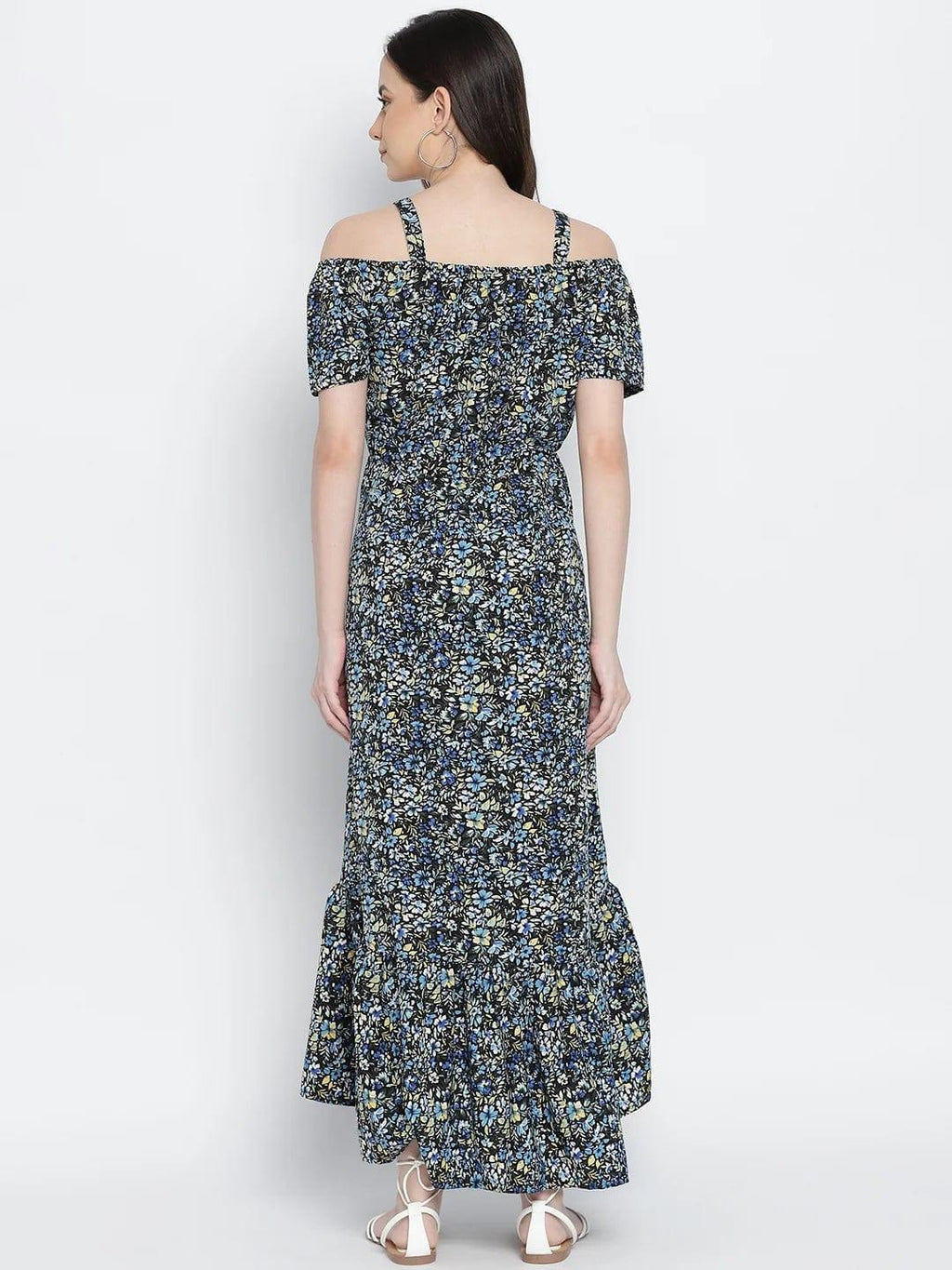 Women's Blue Floral Printed Maternity Dress