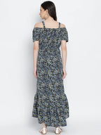 Women's Blue Floral Printed Maternity Dress