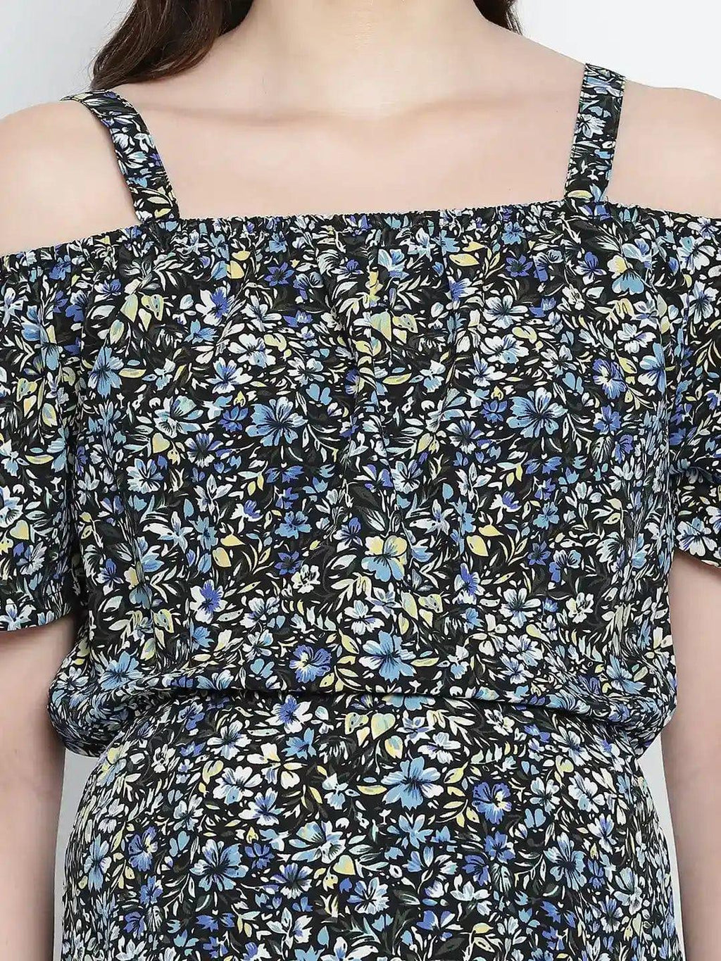 Women's Blue Floral Printed Maternity Dress