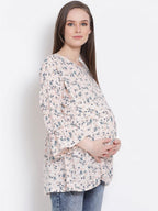 Floral Print Peach Maternity Top