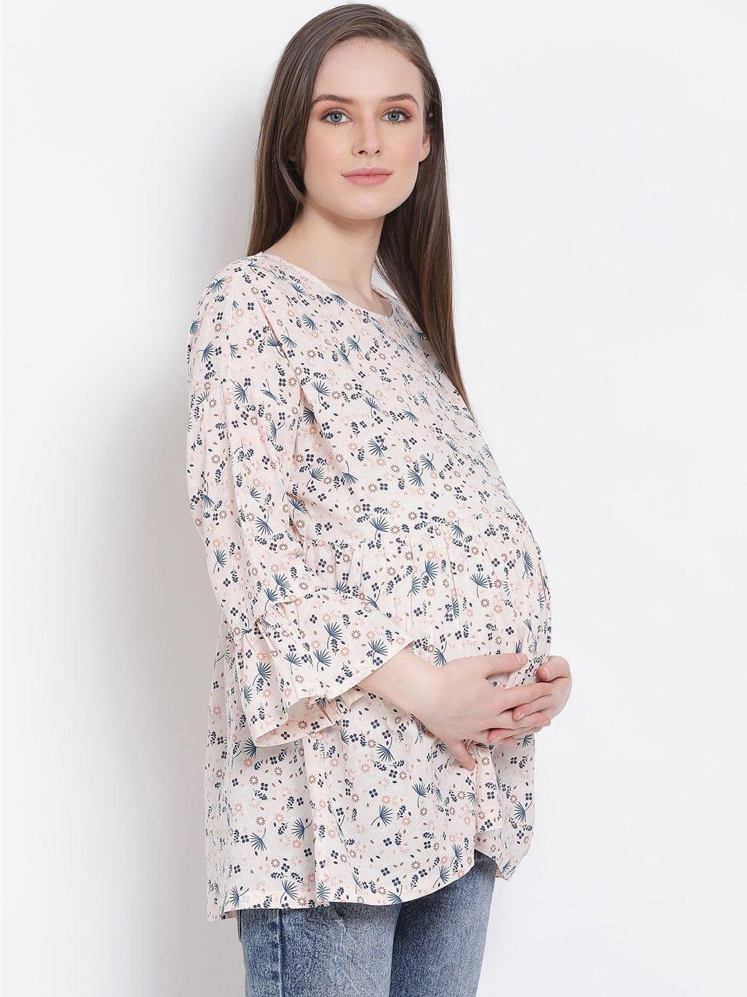 Floral Print Peach Maternity Top
