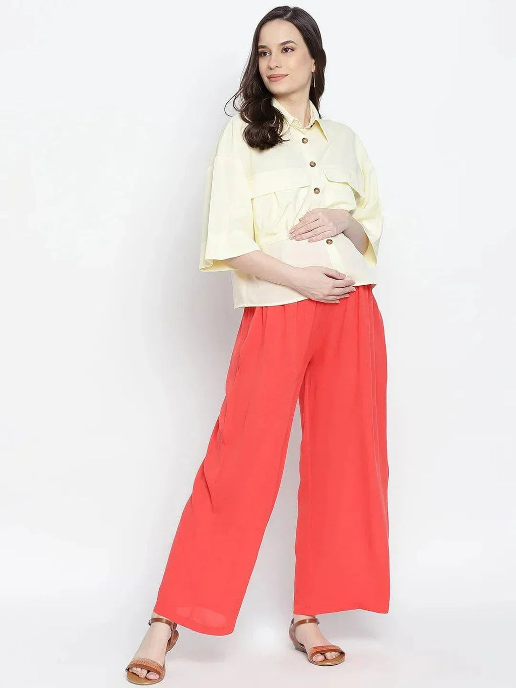 Women's Red Maternity Pant