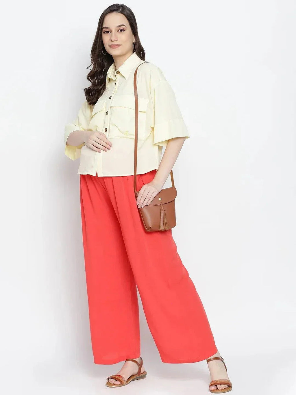 Women's Red Maternity Pant