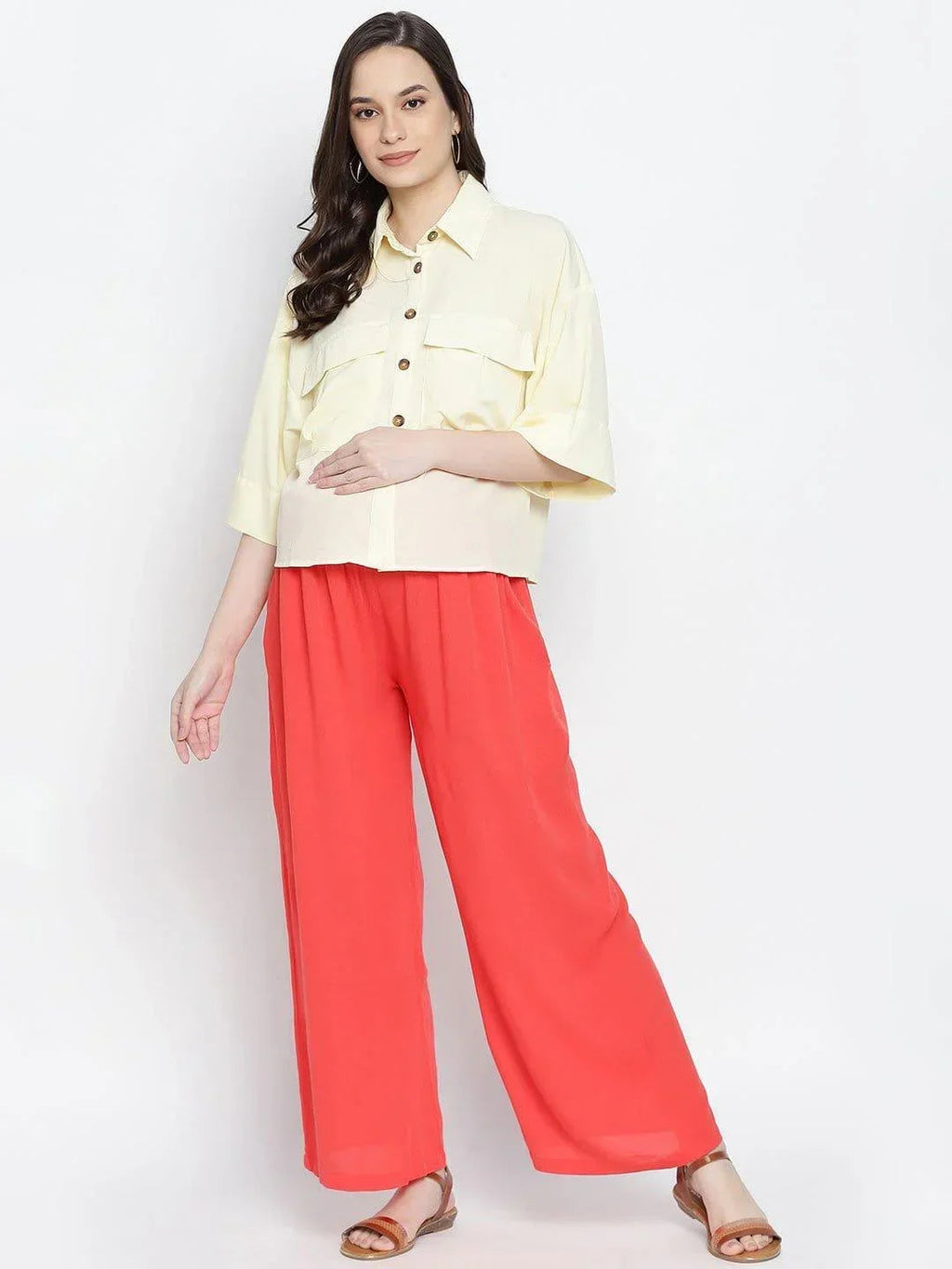 Women's Red Maternity Pant