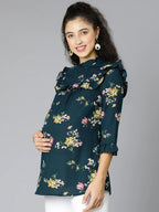 Women Green Floral Print Maternity Top