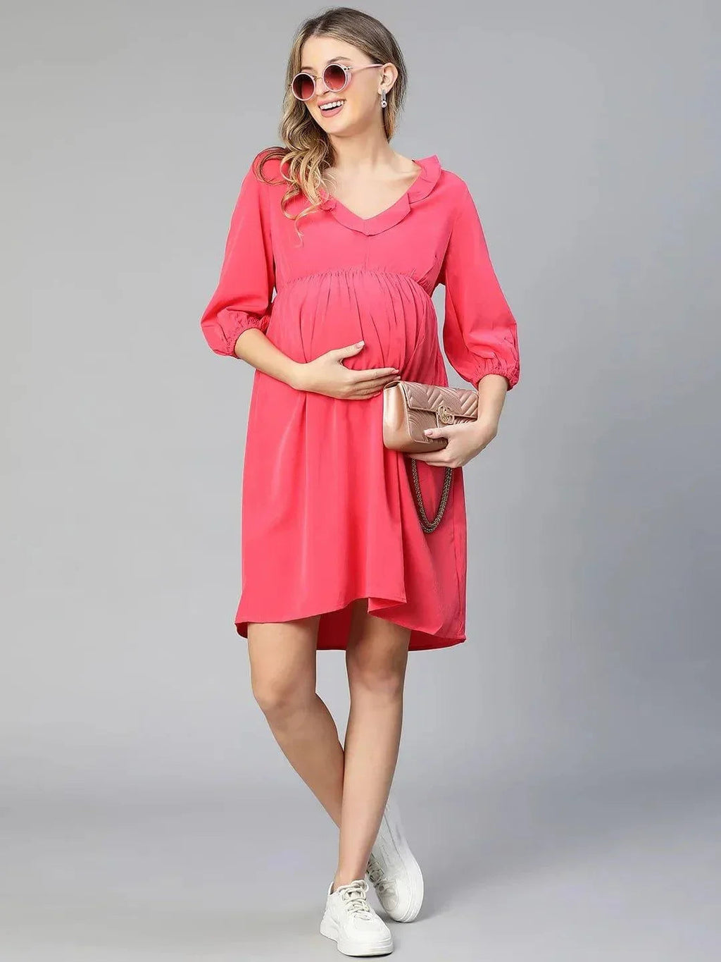Women's Pink Maternity Dress