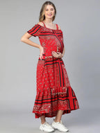 Women's Red Floral Print Maternity Dress