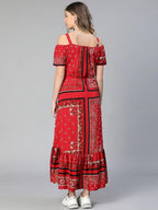 Women's Red Floral Print Maternity Dress
