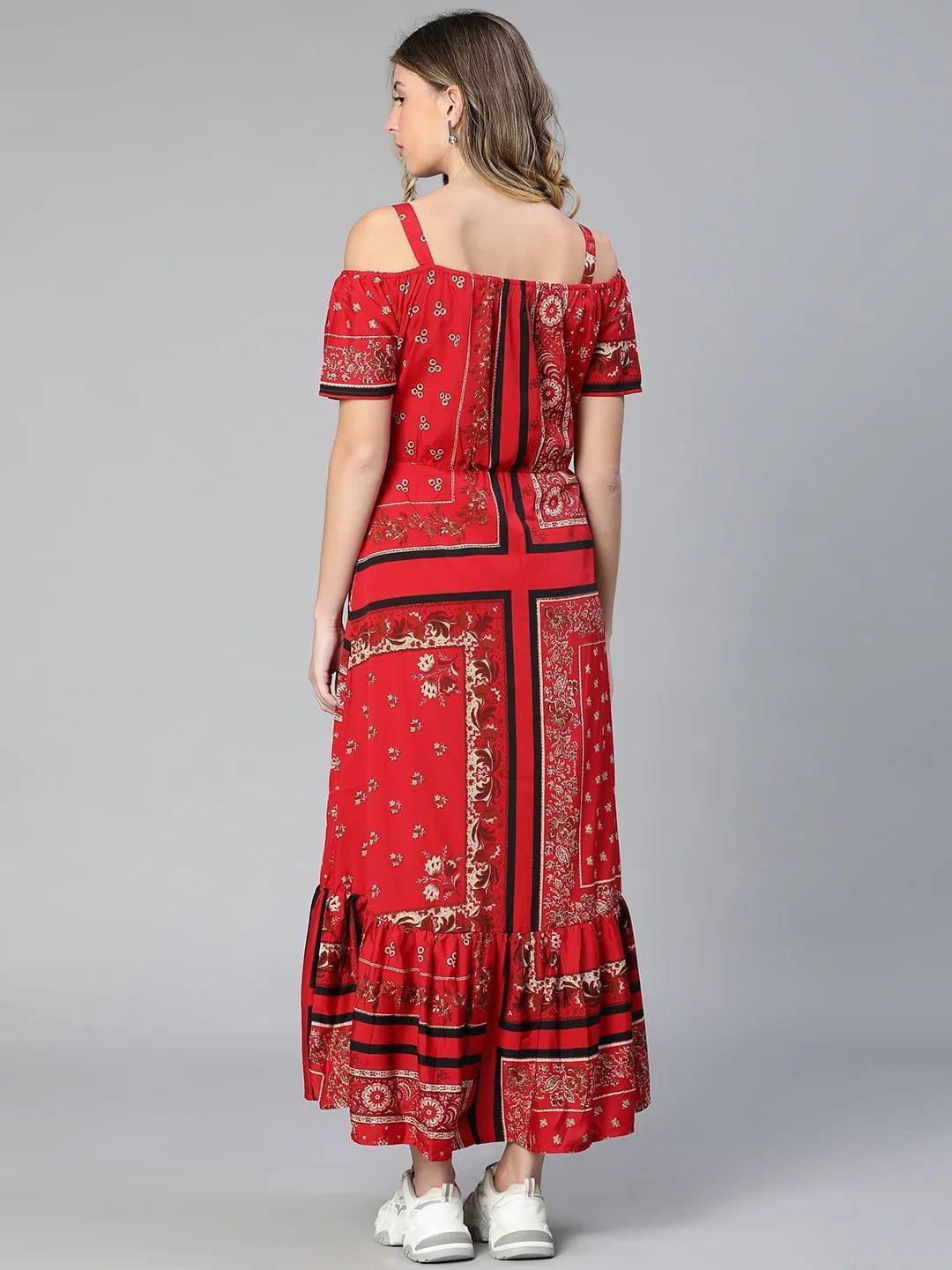 Women's Red Floral Print Maternity Dress