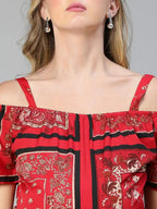 Women's Red Floral Print Maternity Dress