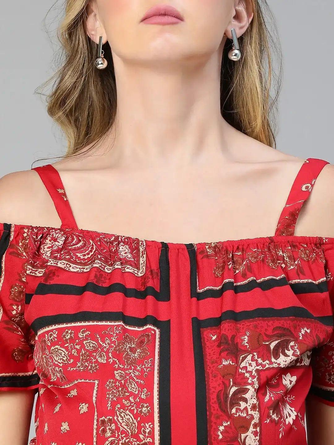 Women's Red Floral Print Maternity Dress